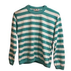 80s 90s Jump USA Shirt Women 10/12 Long Sleeve Acrylic Felt Striped Angel Mills